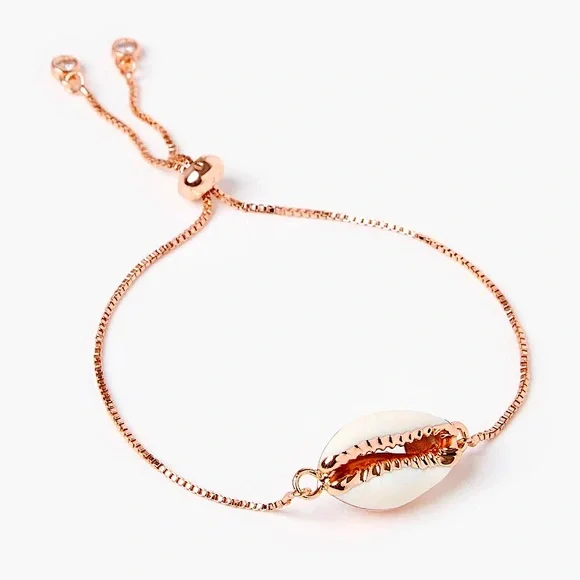 Rose Gold Cowrie Shell Bracelet - Picture 1 of 3